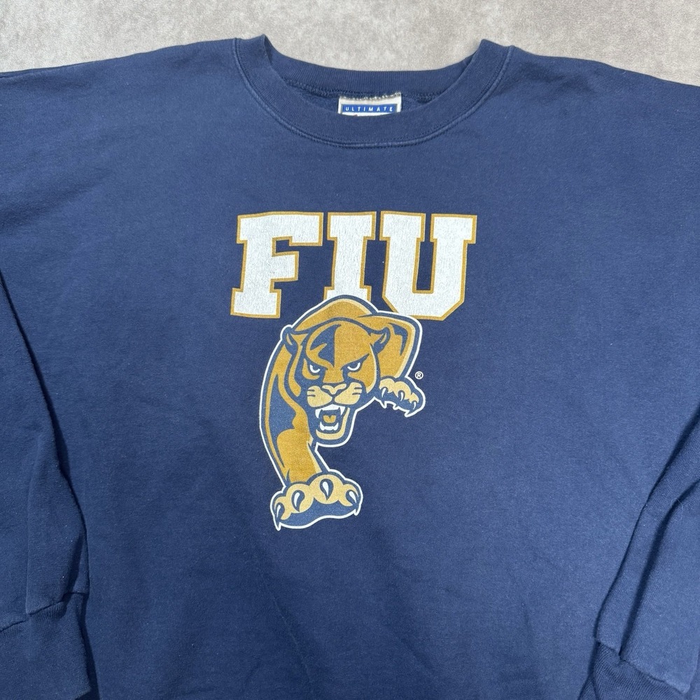 Vtg FIU Crewneck Sweater Pullover Hanes Brand Size Large (42-44) FIU COLLEGE